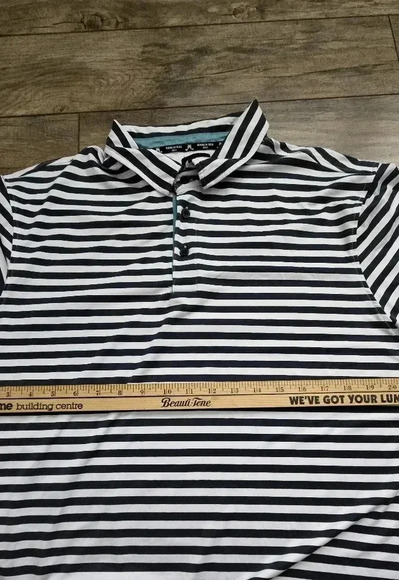 KENNETH COLE golf Mens large Dark Navy and white stripe Polo shirt - Picture 3 of 9